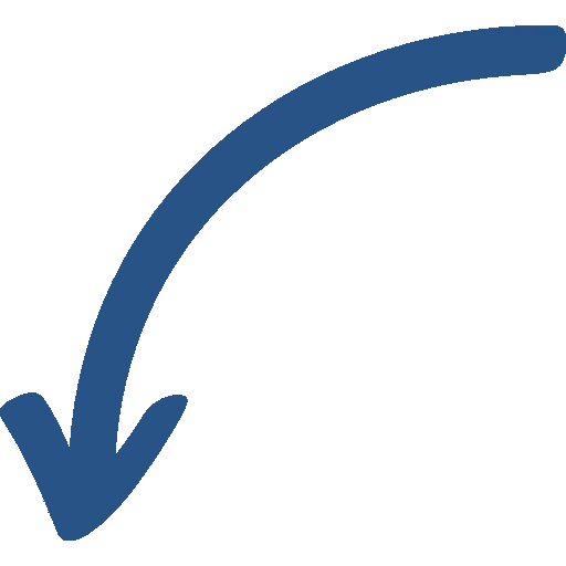 Curved blue arrow pointing downwards to the left.