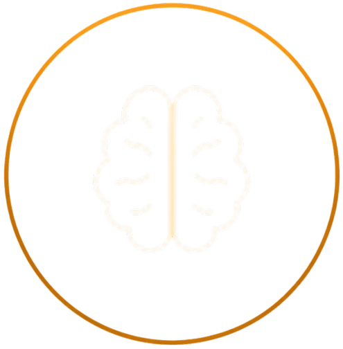 Glowing neon brain icon representing sports mental training performance.